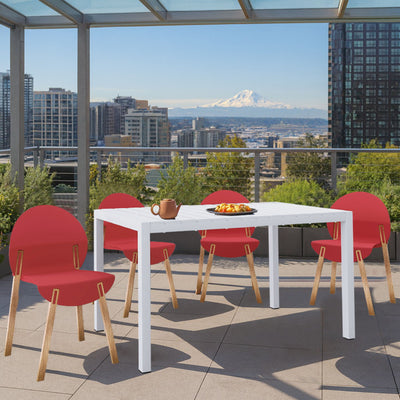 4 Piece Set Of Single Chairs With Long Table