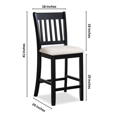Transitional Rubberwood Dining Room Chairs (Set of 2) With Slatted Back - Black