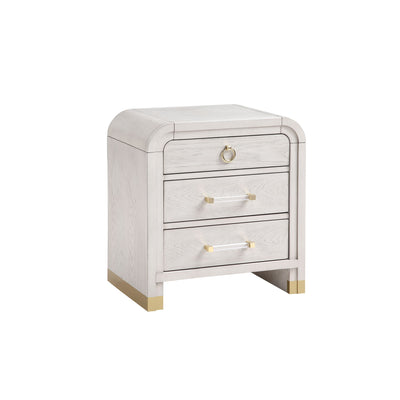 Malco - Nightstand With Spacious Drawer And Gold Metal Fluted Detailing - Black White