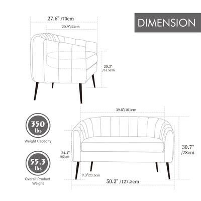 Glam Mini Loveseat, Accent Couch