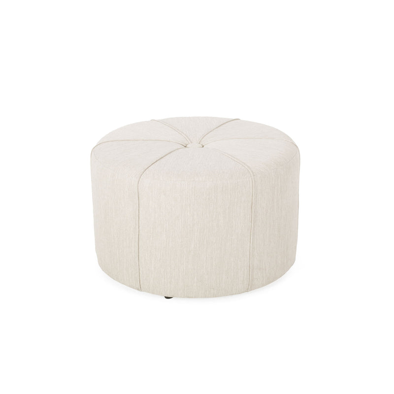 Contemporary Ottoman With Tonal Piping And Button Tuft Design