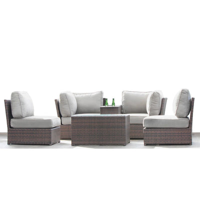 Comfortable Modern Patio Rattan Sectional Set With Cushions