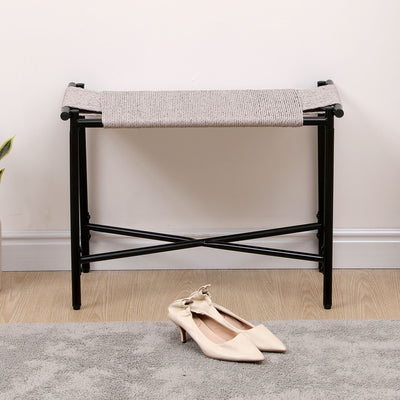 Handwoven Paper Rope Foot Rest Shoes Stools Ottomans For Entryway