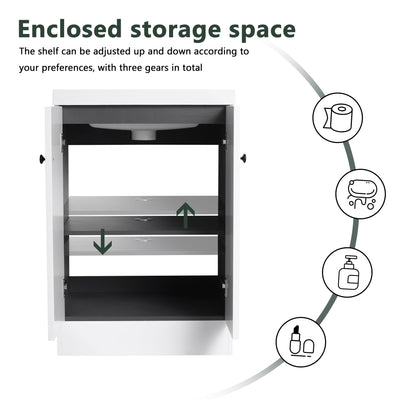 Contemporary Freestanding Bathroom Vanity With Resin Sink & Soft-Close Cabinet Doors