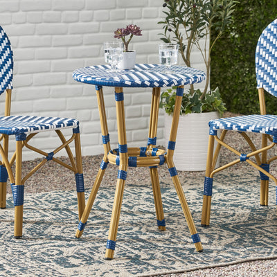 French Bistro Table Outdoor Elegance - White / Blue