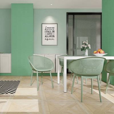 2 Piece Durable Single Chair With Mesh Hollow Out Design