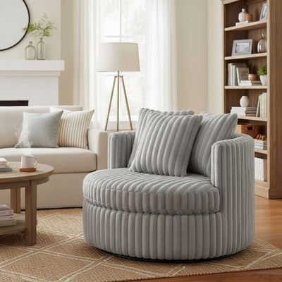 Mindy - Oversized Swivel Barrel Chair - Grey
