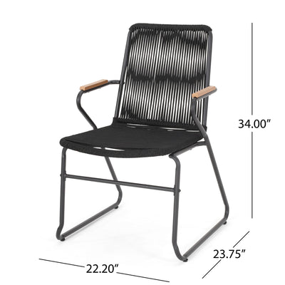 Moonstone - Outdoor Club Chair Set With Rope Weave Design - Black
