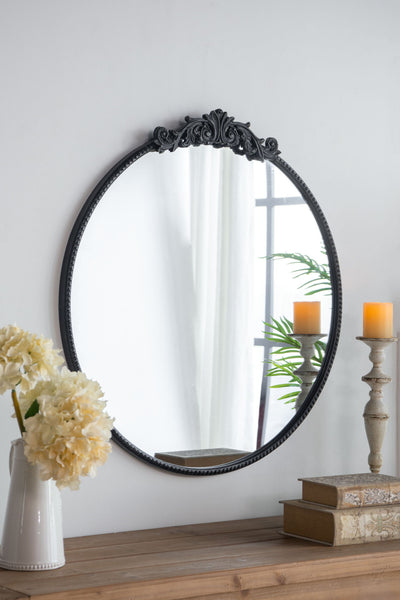 Classic Design Mirror With Baroque Inspired Frame For Bathroom, Entryway Console Lean Against Wall