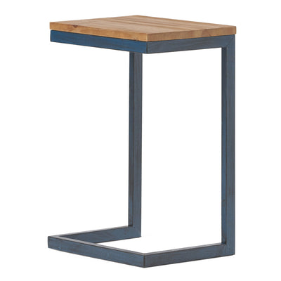 C Shaped End Table With Iron Base And Fir Wood To