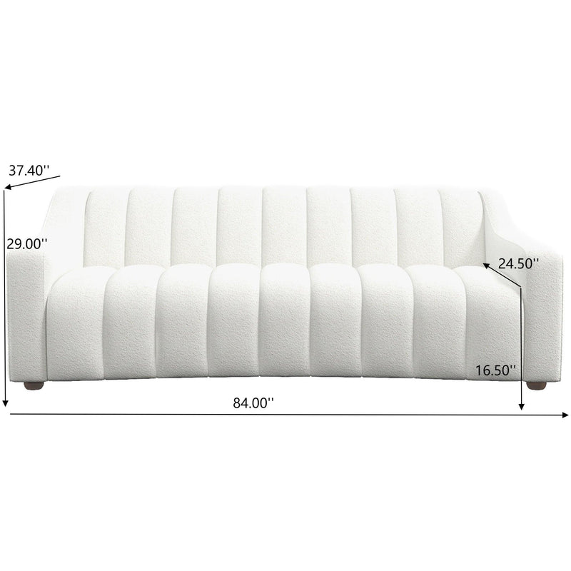 Marcus - Luxury Tight Back Boucle Couch - Cream / Creamy White / Ivory