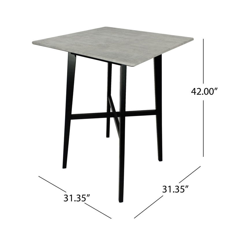 Modern Bar Height Dining Table, Rubberwood Legs And Laminate Table Top