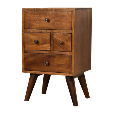 4 Drawer Multi Bedside Table - Chestnut
