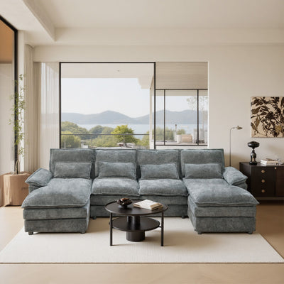 Modular Sectional Sofa Cloud Couch With Double Chaise Lounge