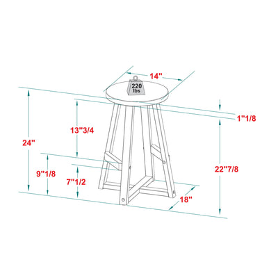 Rustic Distressed Round Dining Stool