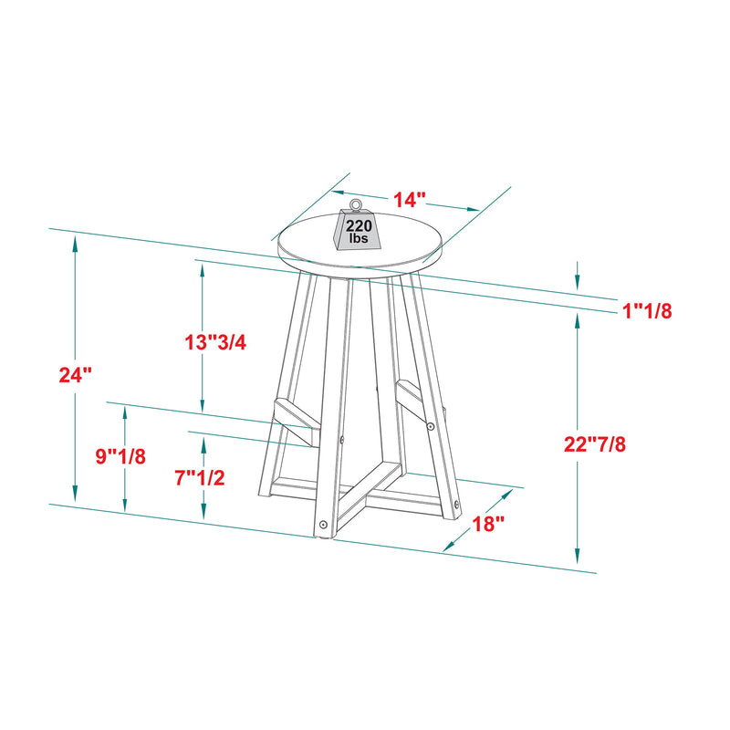 Rustic Distressed Round Dining Stool