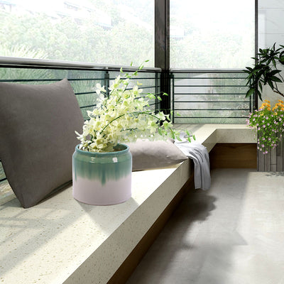 Gradient Flowerpot (Set of 2), Planter For Patio, Garden, Windowsill - White / Green