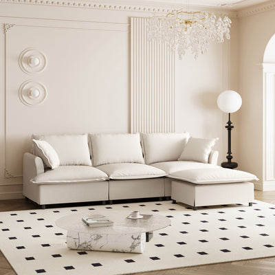 Sectional Sofa With Ottoman Cloud Couch Set With Throw Pillows, Free Combination