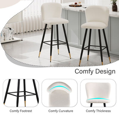 Modern Style Barstool, Tipped Ends, Suitable For Various Decoration Styles - White