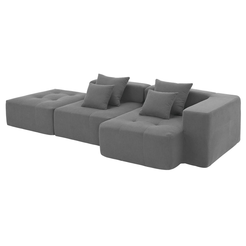 Free Combination L Shaped Modular Sectional, Minimalist Floor Couch Set, Convertible Foam Filled Cloud Compressed Couch For Living Room