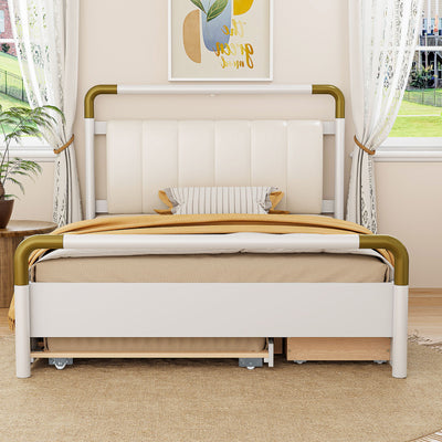 Storage Platform Bed, With 2 Big Drawers, Trundle