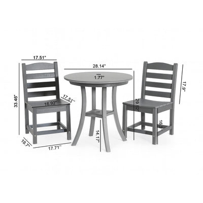 3 Piece Outdoor Dining Set, Round Patio Table With 2 Armless Chairs