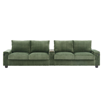 Modern 4 Seater Corduroy Sofa Couch With USB Ports And Hidden Storage