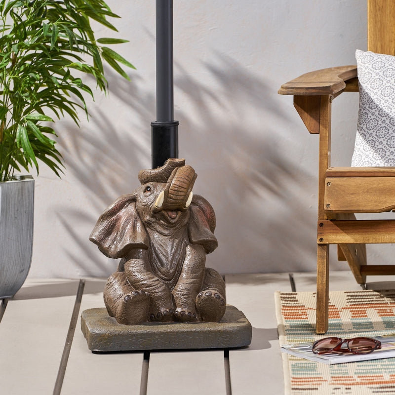 Charming Elephant Umbrella Base With Concrete Design - Gray