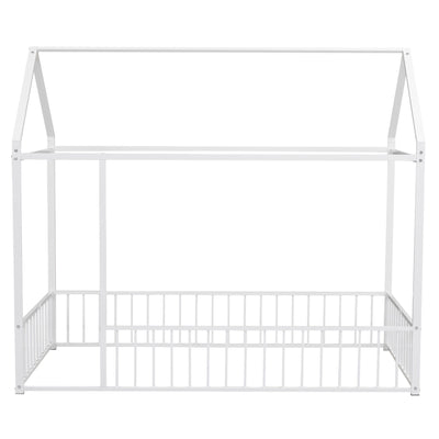 Metal Bed House Bed Frame With Fence