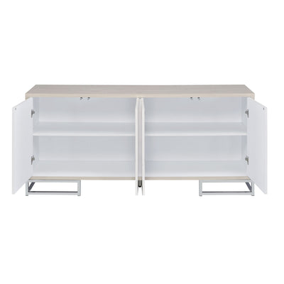Panos - Console Cabinet - White Marcle / Chrome