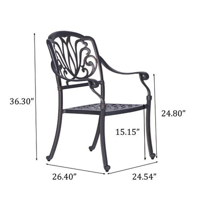 Patio Outdoor Aluminum Dining Armchair With Cushion (Set of 2)