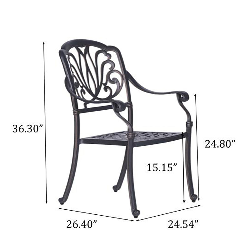 Patio Outdoor Aluminum Dining Armchair With Cushion (Set of 2)