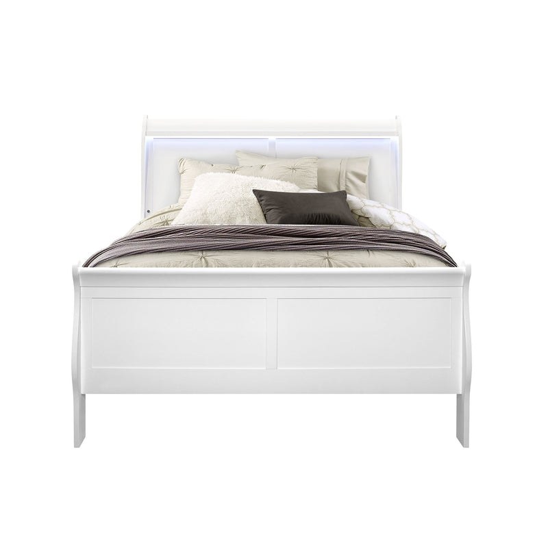 Charlston - Modern Sleigh Design Bed With LED