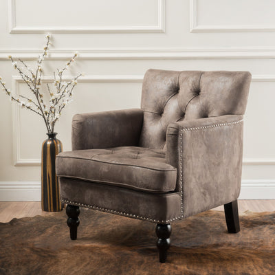 Vitality - Club Chair With Button Tufted Diamond Stitching And Turned Legs