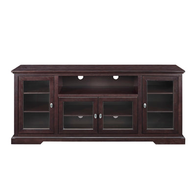 Transitional Classic 70" TV Stand For 80" TVs With 4 Glass Doors