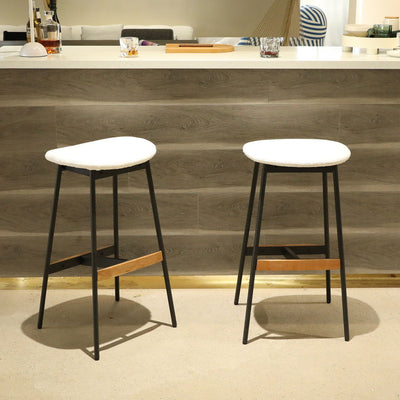 Modern Bar Stools Comfortable & Stylish, Soft Fabric Upholstered, Backless (Set of 2)