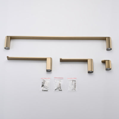 4 Pieces Bathroom Hardware Set Single Towel Bar, Towel Holder, Toilet Paper Holder
