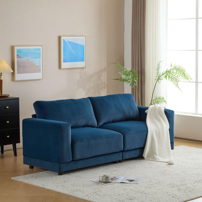 Modern Square Arm Sofa With Soft Fabric Upholstery, Deep Cushions
