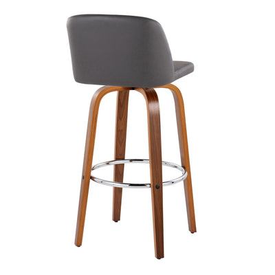 Toriano - Mid Century Modern Fixed Height, Barstool With Swivel With Round Footrest (Set of 2)