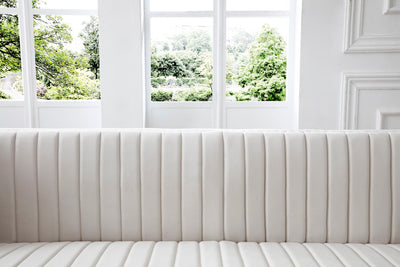 Contemporary Vertical Channel Tufted Velvet Sectional Sofa For Living Room With 4 Pillows