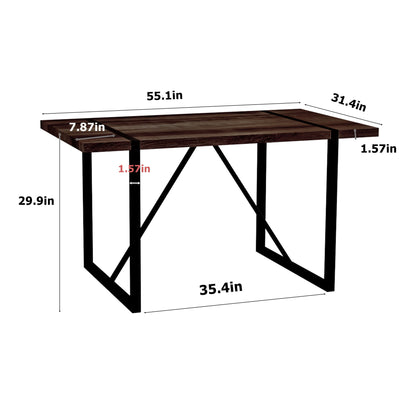 Modern Dining Table With Black Metal Legs For 4 - 6 Person