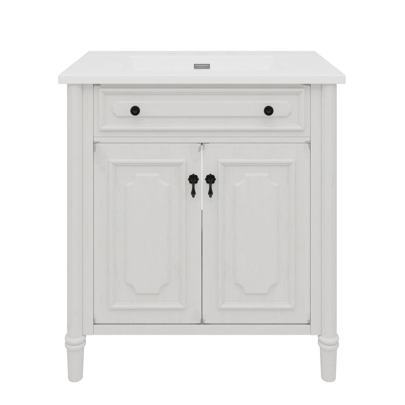 Vintage Bathroom Vanity With Sink, Rustic Cabinet With Soft Close Doors