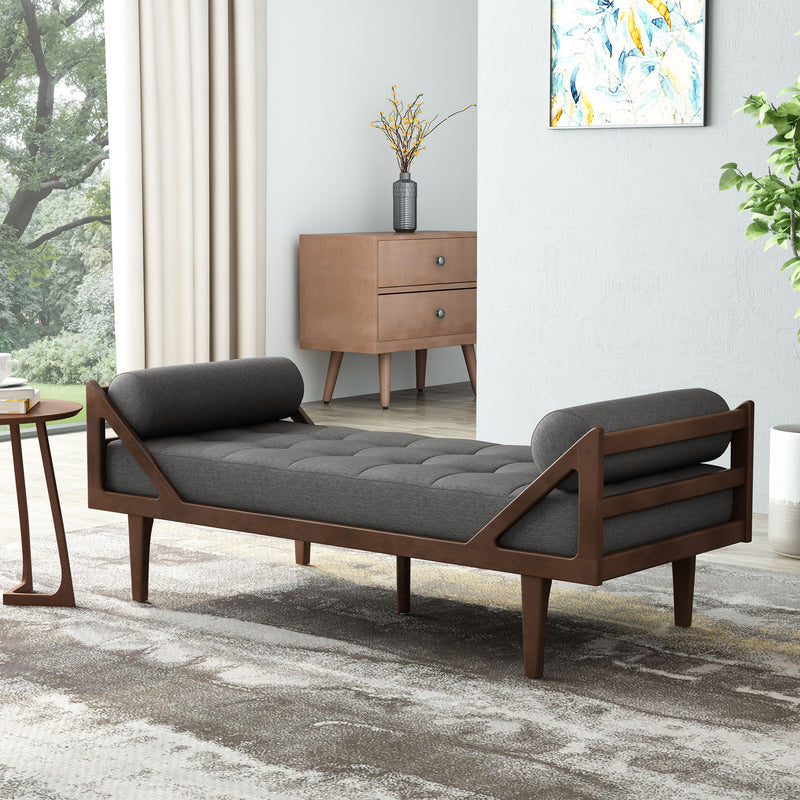 Chic Contemporary Chaise Lounge With Button Tufting And Bentwood Structure