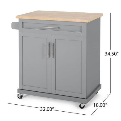 Negley - Contemporary Kitchen Cart With Wheels - Gray