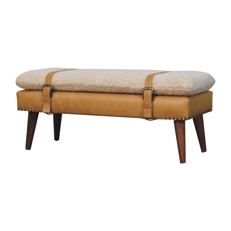 Boucle Leather Bench - Tan