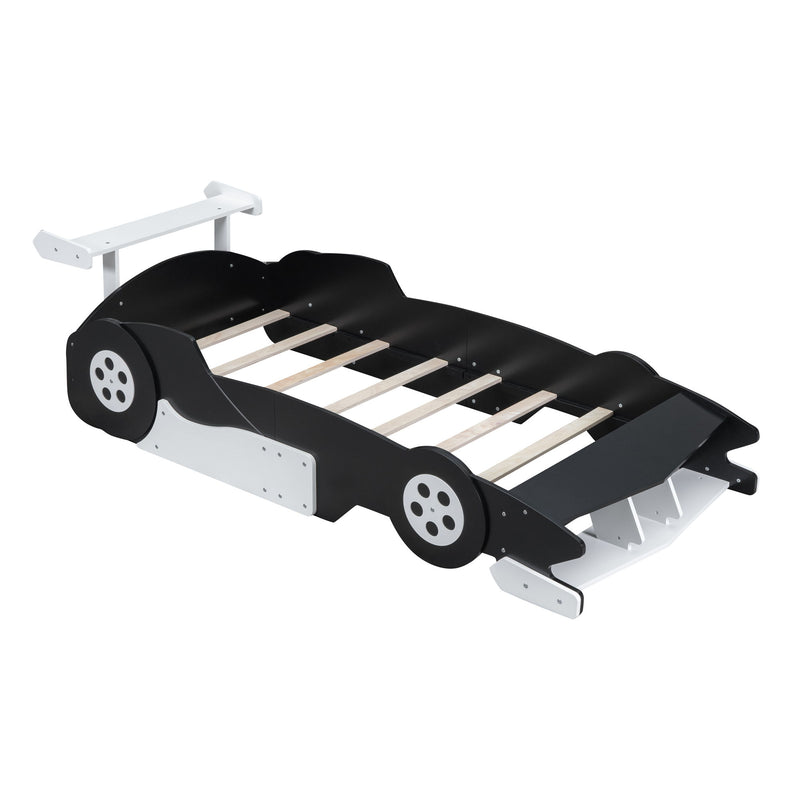 Race Car-Shaped Platform Bed With Wheels