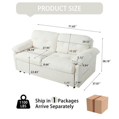 Modern Convertible Sleeper Sofa Bed With Pull-Out Queen Design, Side Storage & Thick Cushions