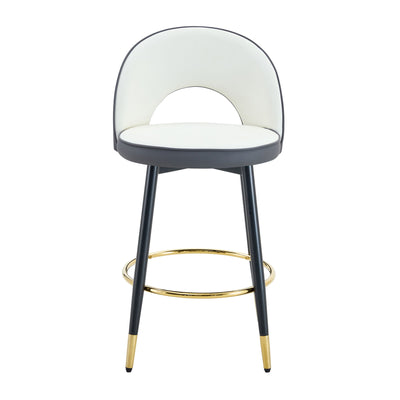 Upholstered Rotatable Bar Chair With Metal Legs For Dining Room