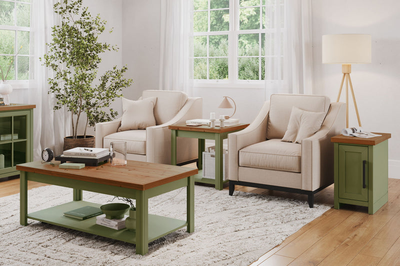 Vineyard - Coffee Table - Sage Green And Fruitwood