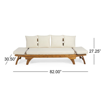 Outdoor Acacia Wood Expandable Daybed With Cushions